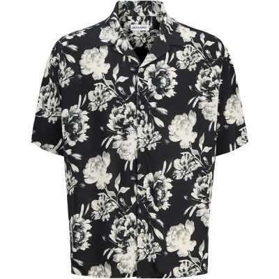 риза,с,къс,ръкав,дамски,ризи,мъжки,ризи,jack,&,jones,jeff,monochrome,short,sleeve,shirt,black,(black)