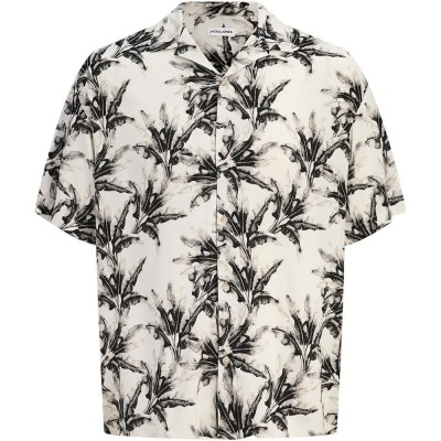 риза,с,къс,ръкав,дамски,ризи,мъжки,ризи,jack,&,jones,jeff,monochrome,short,sleeve,shirt,beige,(glacier,gray)