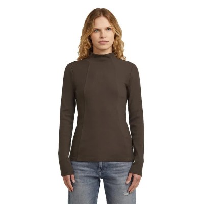 тениска,дамски,тениски,g,star,a,line,slim,fit,long,sleeve,high,neck,t,shirt,brown,(ganache)