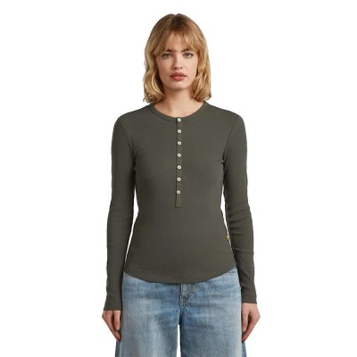 тениска,дамски,тениски,g,star,henley,long,sleeve,t,shirt,grey,(asfalt)