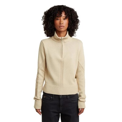 блуза,дамски,пуловери,дамски,плетени,дрехи,g,star,milano,half,zip,sweater,beige,(dark,talc)