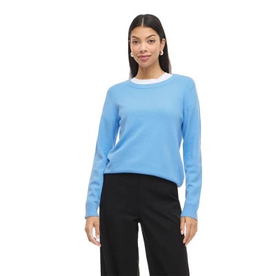 блуза,дамски,пуловери,дамски,плетени,дрехи,vila,ril,sweater,blue,(all,aboard,detail,dark,melange)