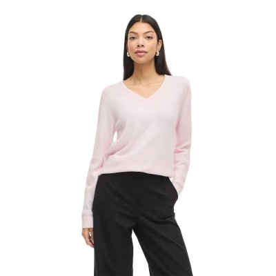 блуза,дамски,пуловери,дамски,плетени,дрехи,vila,ril,v,neck,sweater,pink,(cherry,blossom,detail,light,melange)