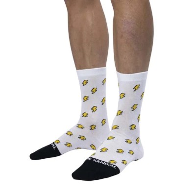 чорапи,мъжки,чорапи,дамски,чорапи,the,vandal,lightning,socks,white,(black)