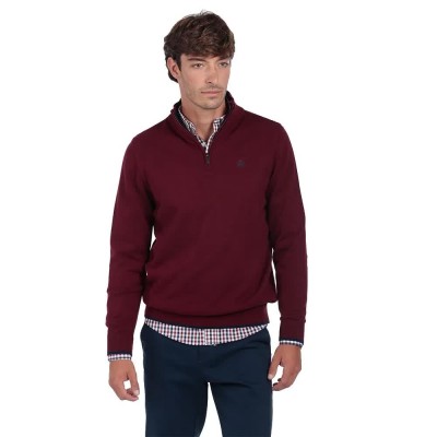 блуза,мъжки,пуловери,the,time,of,bocha,qi1jcrema,half,zip,sweater,red,(bordeaux)