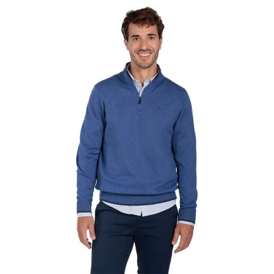 блуза,мъжки,пуловери,the,time,of,bocha,qi1jcrema,half,zip,sweater,blue,(denim)