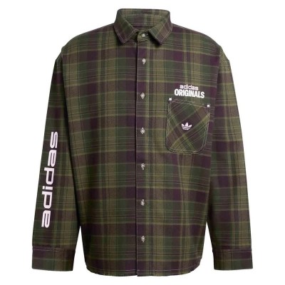риза,с,дълъг,ръкав,дамски,ризи,мъжки,ризи,adidas,originals,flannel,button,up,long,sleeve,shirt,green,(focus,olive)