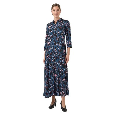 рокля,дамски,поли,и,рокли,yas,savanna,3,4,sleeve,long,dress,blue,(sargasso,sea,aop,liro)