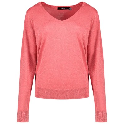блуза,дамски,пуловери,дамски,плетени,дрехи,vero,moda,blaze,glitter,v,neck,sweater,pink,(holly,berry,detail,w,silver,lurex)