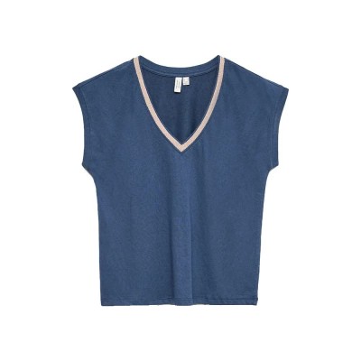 тениска,мъжки,тениски,дамски,тениски,vero,moda,ilma,sleeveless,v,neck,t,shirt,blue,(dark,denim,detail,incence,lurex)