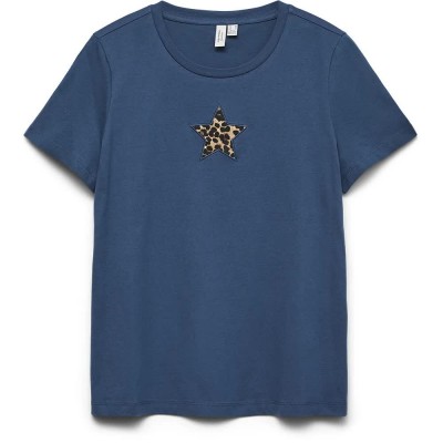тениска,мъжки,тениски,дамски,тениски,vero,moda,isuma,short,sleeve,t,shirt,blue,(dark,denim,print,star,patch)