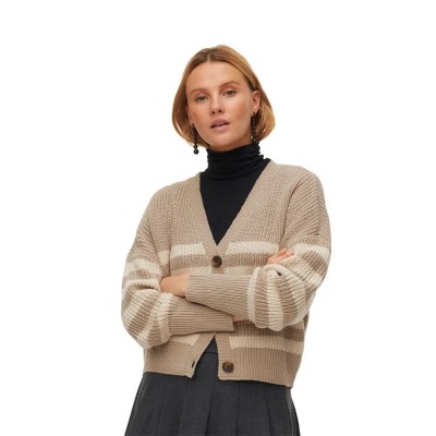 жилетка,дамски,пуловери,дамски,плетени,дрехи,vero,moda,lea,cuff,cardigan,beige,(moon,rock,stripes,w,silver,lining,stripes)