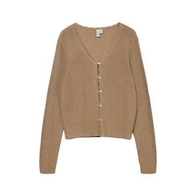 жилетка,мъжки,пуловери,дамски,пуловери,vero,moda,lexie,shine,cardigan,brown,(silver,mink,detail,w,dtm,lurex)