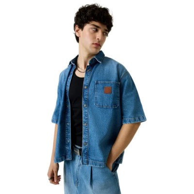 риза,с,къс,ръкав,дамски,ризи,мъжки,ризи,guess,jeans,m6gh52d5m5t,oversize,cropped,short,sleeve,shirt,blue,(gj,classic,vintage,m)