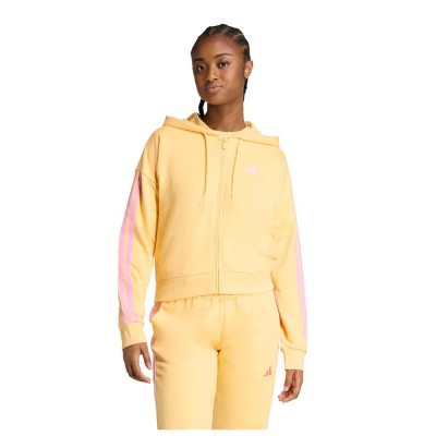 блуза,дамски,блузи,adidas,essentials,3,stripes,french,terry,full,zip,sweatshirt,yellow,(semi,ice,tangerine,st,tropic,bloom)