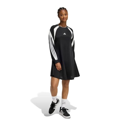 рокля,дамски,поли,и,рокли,adidas,house,of,tiro,long,sleeve,short,dress,black,(black,off,white,white)