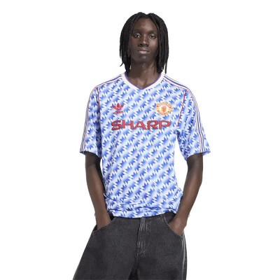 футболна,фланелка,мъжки,тениски,дамски,тениски,adidas,manchester,united,away,1990,short,sleeve,t,shirt,blue,(multicolor)