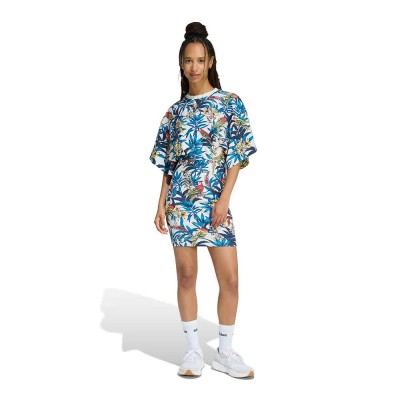 рокля,дамски,поли,и,рокли,adidas,x,farm,rio,short,sleeve,short,dress,multicolor,(talc,st,fade,gold,super,green)