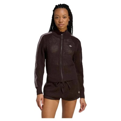 блуза,дамски,блузи,adidas,originals,knitted,crochet,firebird,full,zip,sweatshirt,brown,(auco)