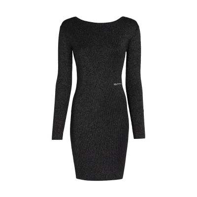 дънки,дамски,поли,и,рокли,karl,lagerfeld,jeans,a1w13011,glitter,knit,long,sleeve,dress,black,(black)