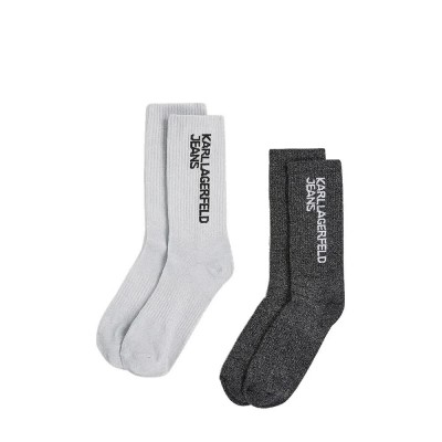 чорапи,дамски,чорапи,karl,lagerfeld,a1w47153,socks,2,pairs,grey,(silver,gunmetal)