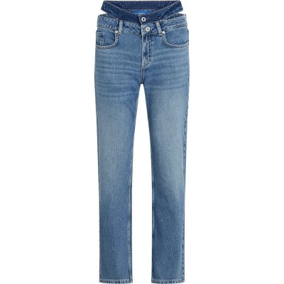 дънки,дамски,панталони,karl,lagerfeld,a3w10004,hr,straight,wb,jeans,blue,(mid,blue,blocked)