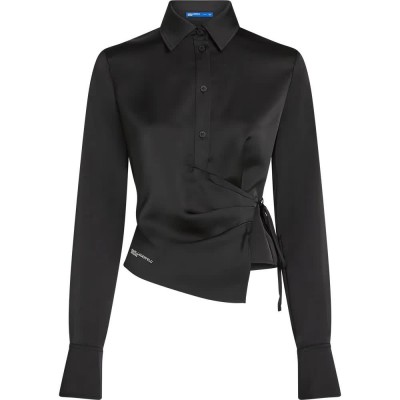 риза,с,дълъг,ръкав,дамски,ризи,karl,lagerfeld,a3w11008,satin,long,sleeve,shirt,black,(black)