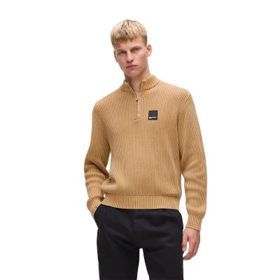 блуза,мъжки,пуловери,дамски,пуловери,karl,lagerfeld,jeans,a4m18034,relaxed,washed,half,zip,sweater,brown,(chipmunk)