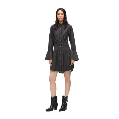 рокля,дамски,поли,и,рокли,karl,lagerfeld,a4w13003,wide,denim,long,sleeve,short,dress,grey,(washed,black)