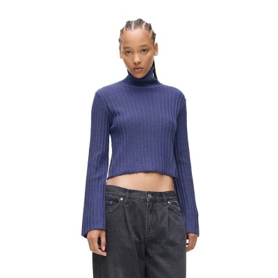 блуза,мъжки,пуловери,дамски,пуловери,karl,lagerfeld,jeans,a4w18021,high,neck,sweater,blue,(skipper,blue)