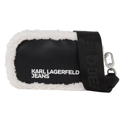 чанта,за,през,рамо,всички,чанти,karl,lagerfeld,a4w30233,shearling,shoulder,bag,black,(black,white)