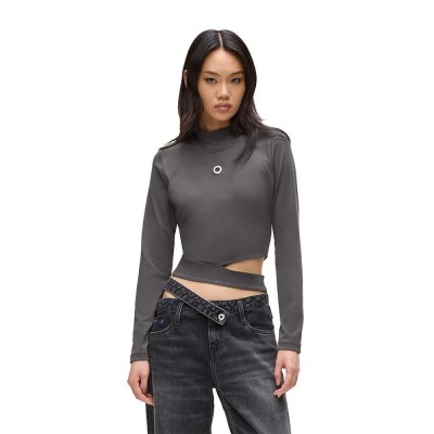 фланелка,с,дълъг,ръкав,дамски,топове,karl,lagerfeld,a4w17014,utility,long,sleeve,top,grey,(dark,grey)