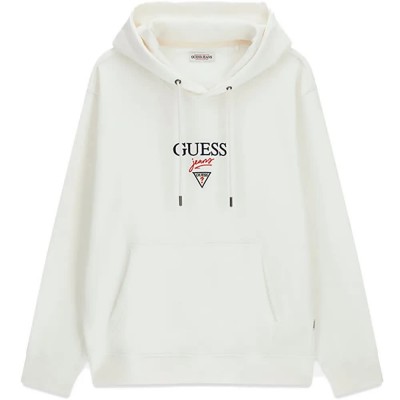 суичър,мъжки,пуловери,guess,jeans,baker,regular,fit,hoodie,brown,(alabaster,white)