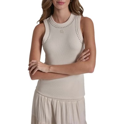 тениска,мъжки,тениски,дамски,тениски,dkny,dome,studs,sleeveless,t,shirt,beige,(eggnog)
