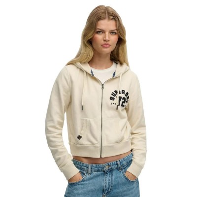 блуза,дамски,блузи,superdry,athletic,relaxed,crop,full,zip,sweatshirt,beige,(turtledove,cream)