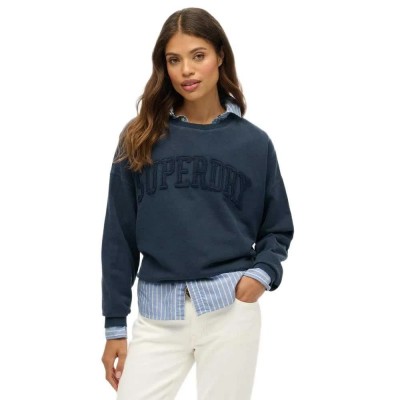 блуза,дамски,блузи,superdry,athletic,tonal,applique,sweatshirt,blue,(richest,navy)