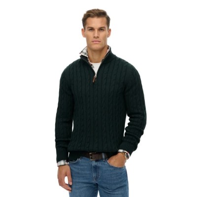 блуза,мъжки,пуловери,дамски,пуловери,superdry,classic,cable,half,zip,sweater,green,(eagle,green)
