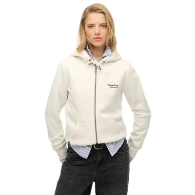 блуза,дамски,блузи,superdry,essential,logo,full,zip,sweatshirt,white,(off,white)