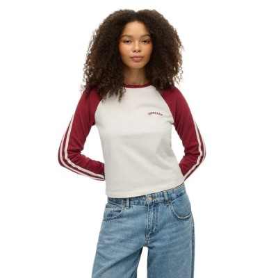 тениска,мъжки,тениски,дамски,тениски,superdry,essential,logo,retro,long,sleeve,t,shirt,white,(optic,bordeaux,red)