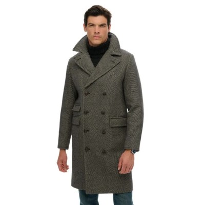 палто,мъжки,якета,superdry,merchant,wool,blend,long,coat,grey,(ivory,black,herringbone)