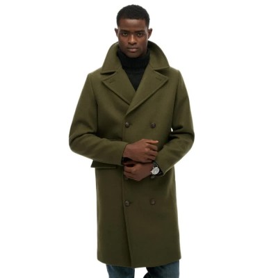 палто,мъжки,якета,superdry,merchant,wool,blend,long,coat,green,(olive,night,green)