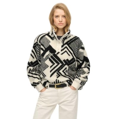 блуза,дамски,пуловери,дамски,плетени,дрехи,superdry,super,soft,printed,half,zip,sweater,white,(mono,aztec,off,white)