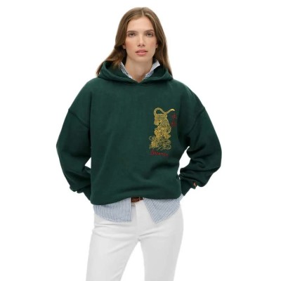 суичър,дамски,блузи,superdry,tokyo,narrative,oversized,hoodie,green,(enamel,green)