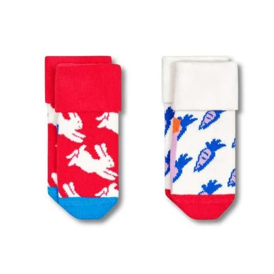 чорапи,детски,чорапи,happy,socks,bunny,&,carrot,anti,slip,socks,2,pairs,red,white,(multicolor)