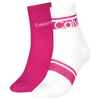чорапи,дамски,чорапи,calvin,klein,701238806,short,socks,2,pairs,white,pink,(fuchsia)
