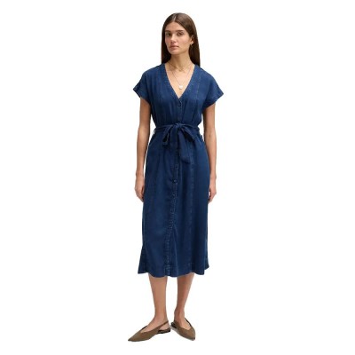 рокля,дамски,поли,и,рокли,lee,belted,short,sleeve,midi,dress,blue,(sunset,ride)