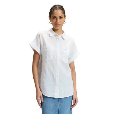 риза,с,къс,ръкав,дамски,ризи,мъжки,ризи,lee,utility,loose,fit,short,sleeve,shirt,white,(bright,white)