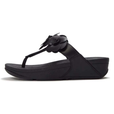 сандали,дамски,сандали,и,чехли,fitflop,lulu,flower,toe,post,sandals,black,(black)