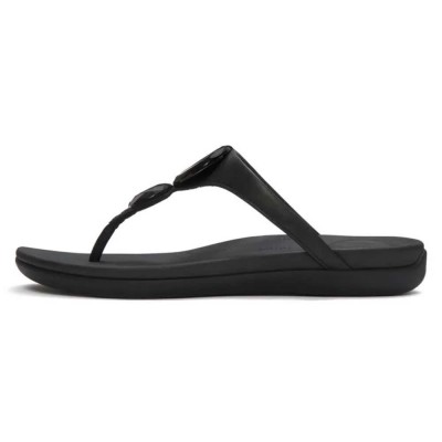 сандали,дамски,сандали,и,чехли,fitflop,solay,glossy,disc,toe,post,sandals,black,(black)