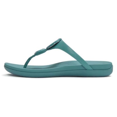 сандали,дамски,сандали,и,чехли,fitflop,solay,glossy,disc,toe,post,sandals,green,(teal)